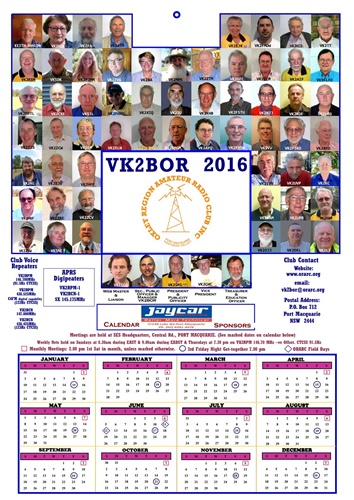 ORARC 2016 Calendar